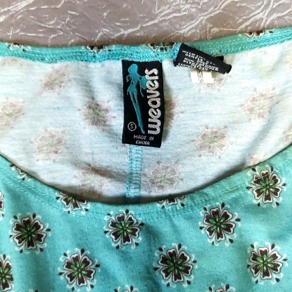 Weavers Turquoise Contrast Cut Blouse - Picture 3 of 5